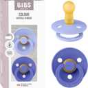 Bibs Pacifiers Color Collection, Set of 2 BPA-Free Latex Pacifiers Made in Europe, Round Nipple Baby Pacifier.