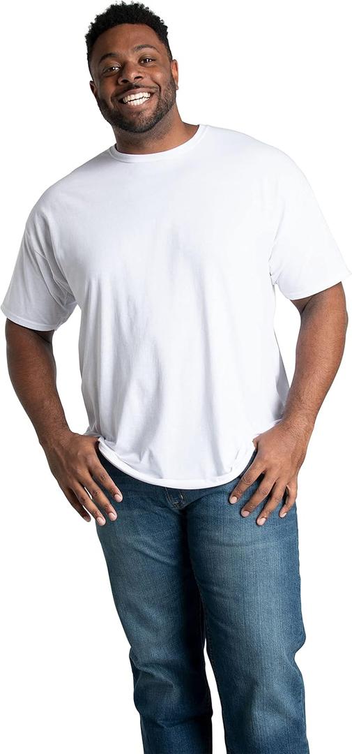 Fruit of the Loom Men's Big & Tall Eversoft Cotton Short Sleeve T Shirts, Breathable & Moisture Wicking with Odor Control, White (3X-Large Tall)
