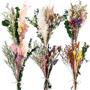 6 Bunches Large Size Dried Flower Bouquet 15 -17 Inch Natural Dried Pampas Grass Lavender Babys Breath Eucalyptus with Stems Flower Arrangements for Vase Boho Wedding Rustic Farmhour Home Decor