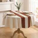 Horaldaily Caramel Table Cloth 6060 Inch Round, Farmhouse Rustic Heavy Weight Tablecloth, Wrinkle Free Farmhouse Style Table Cover for Home Party Decor