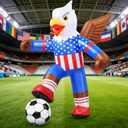 Leyndo 4.9FT 2026 Soccer Inflatables Outdoor Decoration Soccer Themed Decoration Lighted Blow Up Eagle Inflatables 4th of July Patriotic Outdoor Decor for Yard Lawn Garden