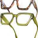 livho Oversized Eyewear Frame for Woman and Men - Rectangle Fashion Glasses for Computer, Chic Preppy Frame