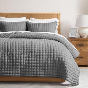 WDCOZY Dark Grey California Cal King Size Quilt Bedding Sets with Pillow Shams, Deep Oversized Lightweight Bedspread Coverlet, Quilted Blanket Thin Comforter Bed Cover, 3 Pieces, 118x106 inches