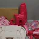 Toddler Makeup Table Toy with Mirror and Chair, Kids Pretend Play Vanity Set with Lights and Sounds Hairdryer, Make Up Accessories for 3-6 Years Old Girls