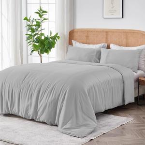 SIJO AiryWeight Tencel Duvet Cover, 100% Lyocell Derived from Eucalyptus, Buttery Soft, Best Cooling Sheets By Architectural Digest (Dove, King/Cal King 106"x90")