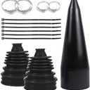 Wuyaoyao 13PCS CV Axle Boot Repair Kit, 2PCS Silicone CV Boot with 4 Stainless Steel Clamps & 6 Cable Ties & Expander Tool, Waterproof Dustproof CVs Joint Boots Kit, Universal Car Accessories (Black)