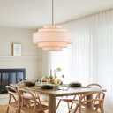 25.6" Modern Large Drum Chandelier, 6-Light Golden Light Fixture, 26in