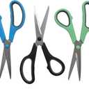 Westcott 8" Straight Stainless Steel Soft Handle Scissors, Assorted Colors, Pack of 15