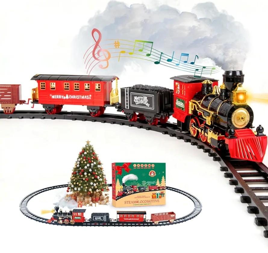 AuroTops Christmas Train Sets for Around The Tree,Kids Train Set Steam Trains for Boys Girls,Sounds & Lights, for Kids 4 5 6 7 8 + Years Party Favors Party Decorations