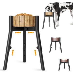 SHAINFUN Raised Dog Bowl Stand for Medium/Large/XL Breeds, Metal Tall Food Stand, Adjustable Wide 7-10.7" Heights 9.8-13.4",Strong Round Tubes Elevated Feeder(Bowl Not Included)