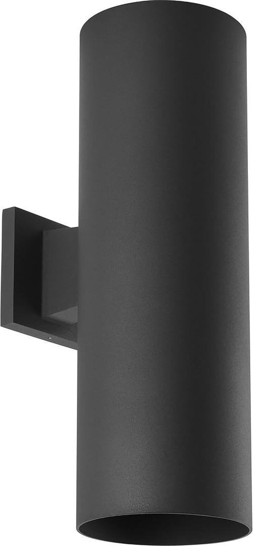 Progress Lighting 6-Inch Cylinder Outdoor Wall Sconce, 2-Light Modern Wall Mount Up and Down Lights, Interior and Exterior Lighting for Home or Porch, Aluminum Construction, Black (P5642-31), 6-Inch Width x 18-Inch Height