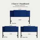 Upholstered Tufted Velvet Headboard, 3 in 1 Headboard for Full/Queen/King Size Bed, Height & Width Adjustable Head Board, Attach Frame, Study & Comfortable, Ideal for Bedroom, Dorm, Guest Room, Blue