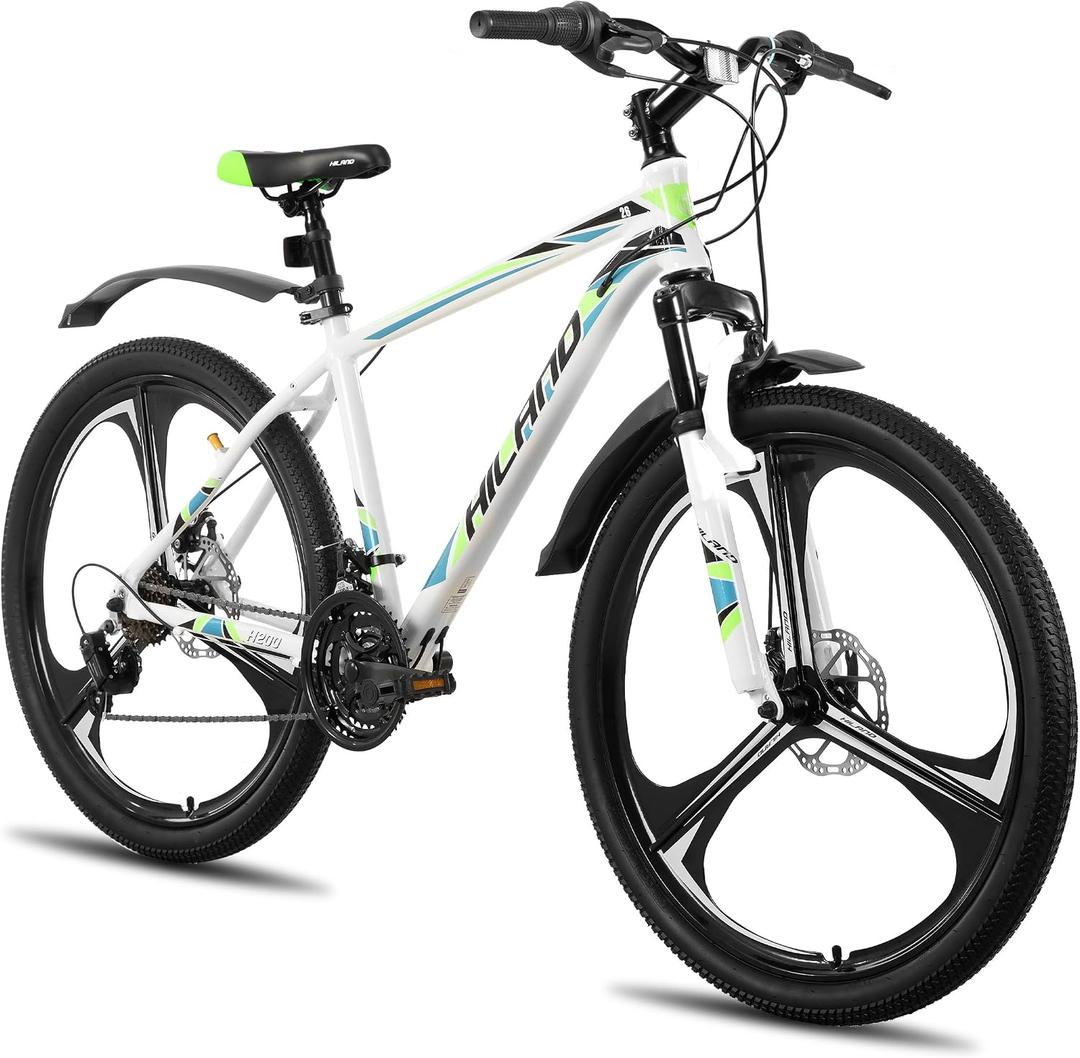 HILAND 26" MTB Mountain Bike for Men Women Adults, 18-Speed, Disc Brake, Lightweight Aluminum Frame, 3/6 Spoke Wheel, 5 feet to 6 feet