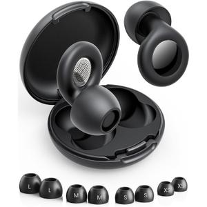 Ear Plugs for Sleep Noise Cancelling - Klearlook Reusable&Washable Ultra Soft Silicone Earplugs for Hearing Protection,45dB Noise Reduction Earbuds, 8 Ear Tips XS, S, M, L, Carrying Case, Black