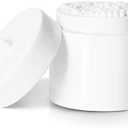 LEETOYI Ceramic Cotton Swabs Holder Organizer with Lid,Storage Canisters for Cotton Swabs,Cotton Balls,Makeup Sponges, Hair Ties,Bath Salts, and Easy To Clean (White), 2 Pack