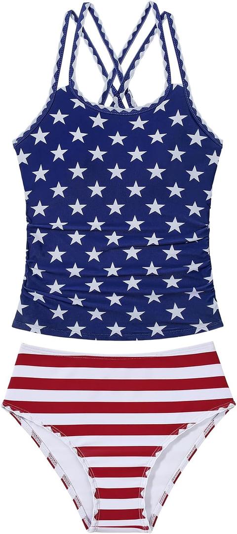 Century Star Girls UPF 50+ 2 Piece Tankini Swimsuit (Blue)