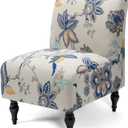 Liykimt Armless Accent Chair Cover Slipcover,Slipper Chair Stretch Spandex Removable for Armless Chair Furniture Protector Covers for Living Dining Room Hotel (Beige Flower, 1)