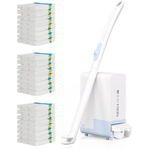 AIR U+ Disposable Toilet Brush Wand for Scrubbing Bubbles Flushable Refills, Wall Mount Toilet Cleaning System with 24 Refills + 1 Toilet Wand + 1 Automatic Visual Caddy