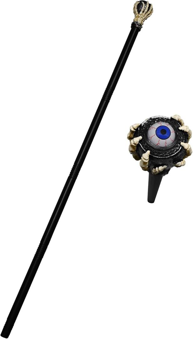 Nicky Bigs Novelties Voodoo Staff Canes for Halloween Witch or Wizard Sorcerer Warlock Staffs Skeleton Hand Eyeball Cane Stick Cosplay Adult Costume Prop