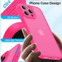 Shockproof for iPhone 15 Pro Max Case, [Camera Protection] [Military-Grade Drop Protection] Protective Anti-Yellow Slim Translucent Skin-Friendly for iPhone 15 Pro Max Phone Case, Hot Pink