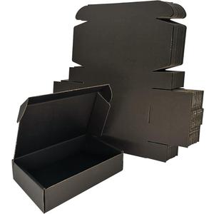 9x6x2'' Small Shipping Boxes 25 Pack, Black Corrugated Cardboard Mailers for Mailing Packaging Small Business (BK962-25)