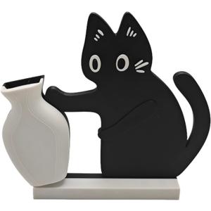 Cat Push Flower Vase for Home Decor Cute Vases for Table Room Decor Unique Lollipop Vases for Women Cat Lover Birthday Gifts (Small)