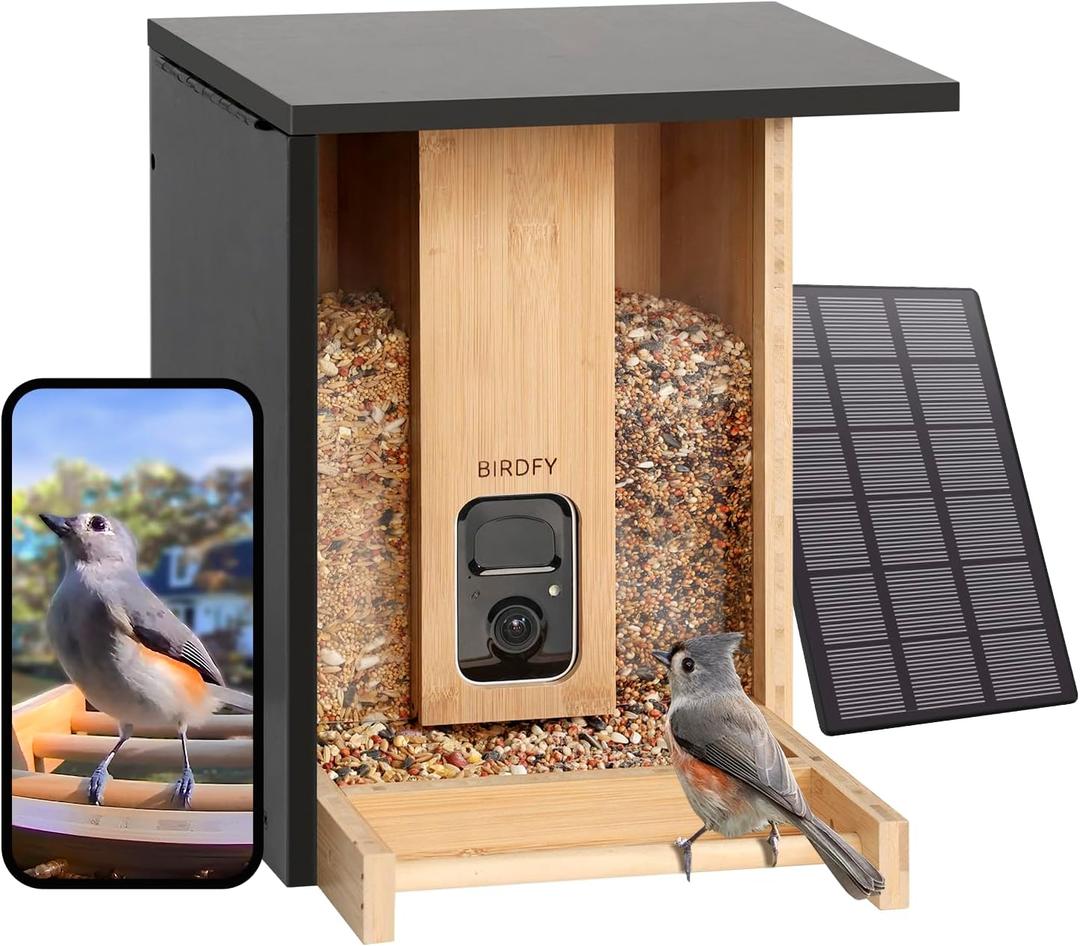 NETVUE by Birdfy Smart Bird Feeder with Camera Solar Powered, Auto Bird Video Capture & Motion Detection, Renewable Upgraded Bamboo Wood, Ideal Gift