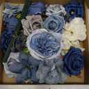 Dusty Blue Flowers Artificial Roses Combo Set Fake Royal Blue Silk Flowers Faux Peony Flowers Mix Dahlia with Stems for Wedding Bouquets Baby Bridal Shower Party Floral Arrangements Decor (The Modern Classic)