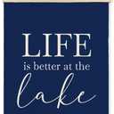 Ignytiger Navy Blue Summer Lake House Wall Art Decor, Life is Better at the Lake, 12x16 Inch