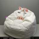 Posh Creations Cute Soft and Comfy Bean Bag Chair for Kids, Large, Animal - White Unicorn