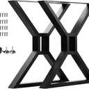 Yahpetes Table Legs 2Pcs Heavy Duty Desk Legs 24" X 20" Furniture Legs Black DIY Industrial Bench Legs Coffee Table Legs for Living Room and Kitchen (H24 X W20, B)