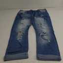 Women's Ripped Mid Waisted Boyfriend Jeans Loose Fit Distressed Stretchy Denim Pants, XL