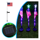 4PCS American Flag Solar Lights - 25 Inch Waterproof LED Patriotic Garden Stakes with Color Changing Stars - 4th of July Decor for Lawn, Patio & Pathway (Multi-Color)