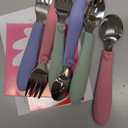 Elk and Friends Kids Silverware with Silicone Handle | Childrens Safe Flatware | Toddler Utensils | Baby Spoons + Forks | Stainless Steel Cutlery | Dishwasher Safe | 6 Pieces