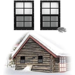 Gaahing 2-Pack 14" x 21" Heavy-Duty Aluminum Shed Windows Kit Flush Mount with Tempered Glass & Fiberglass Screens for Chicken Coops, Barns, Playhouses, Garages