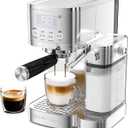 Espresso Machine 20 Bar Temperature Time LED Display Espresso Maker with Stepless Adjustable Automatic Milk Frother for Cappuccino Latte Americano Stainless Steel Coffee Machine with ESE Pod Filter