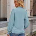Long Sleeve Shirts for Women V Neck Fall Tops 2025 Trendy Dressy Casual Smocked Cuffs Outfits Cute Tunic Fashion Blouses Clothes Light Blue S (Blue, S)