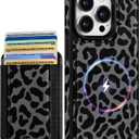 Shorogyt for iPhone 14 Pro Max Case Wallet - Fits 5 Cards, Compatible with Magsafe Detachable Magnetic Credit Card Holder Leather Cardholder Cute Phone Cover Women Girls for Apple 14 ProMax, Leopard
