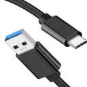 USB A to USB C 3.1/3.2 Gen 2 Cable 10Gbps Data Transfer, Short SSD Cable with 60W QC 3.0 Fast Charging, Spare Cable for Samsung T7, SanDisk Extreme Portable SSD, Crucial X8, WD, and More - 0.5FT (Black(TPE))