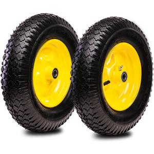 Taifa 16 Inch 2 PCS Rubber Pneumatic Replacement Tires and Wheels 4.80/4.00-8" with 3/4'' Bearing, Inflated Air Wheel for Wheelbarrow/Wagon/Hand Truck/Trolley/Garden Cart/Trailers/Dolly etc.