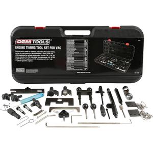 OEMTOOLS 27404 Engine Timing Tool Set for VAG, 37 Piece Engine Timing Locking Tool Kit, for VW and Audi, Timing Tool Kit with Belt Tensioner Tool, Cam Pulley Holder, Camshaft Adjuster