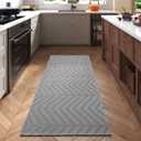 Indoor Area Rug Low Profile Kitchen Washable Entry Rug,2x4ft,Grey