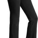DAYOUNG Bootcut Yoga Pants for Women Tummy Control Workout Bootleg Pants High Waist 4 Way Stretch Pants (Medium, Thin Version-black)