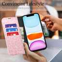 for iPhone 11 Wallet Case for Women, Flip Folio Purse Leather Phone Case with Credit Card Holder Slot RFID Blocking, Full Body Protection Girly Cute Leopard Cheetah Print Design, Pink