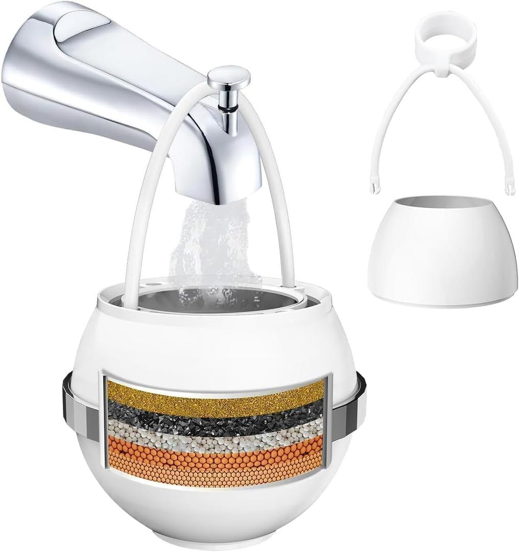 Beati Faucet Bath Filter for Tub - Kinder Water Filter for Bathtub, Hard Water Softener to Remove Lead,Chlorine and Fluoride, Improve Skin, Hair and Nails Condition, White