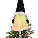 Black Christmas Tree Topper with Lights,Gnome Tree Topper Lighted Unique Tree Toppers Christmas Decorations Battery Operated Tree Topper with Timer 24.8 Inch