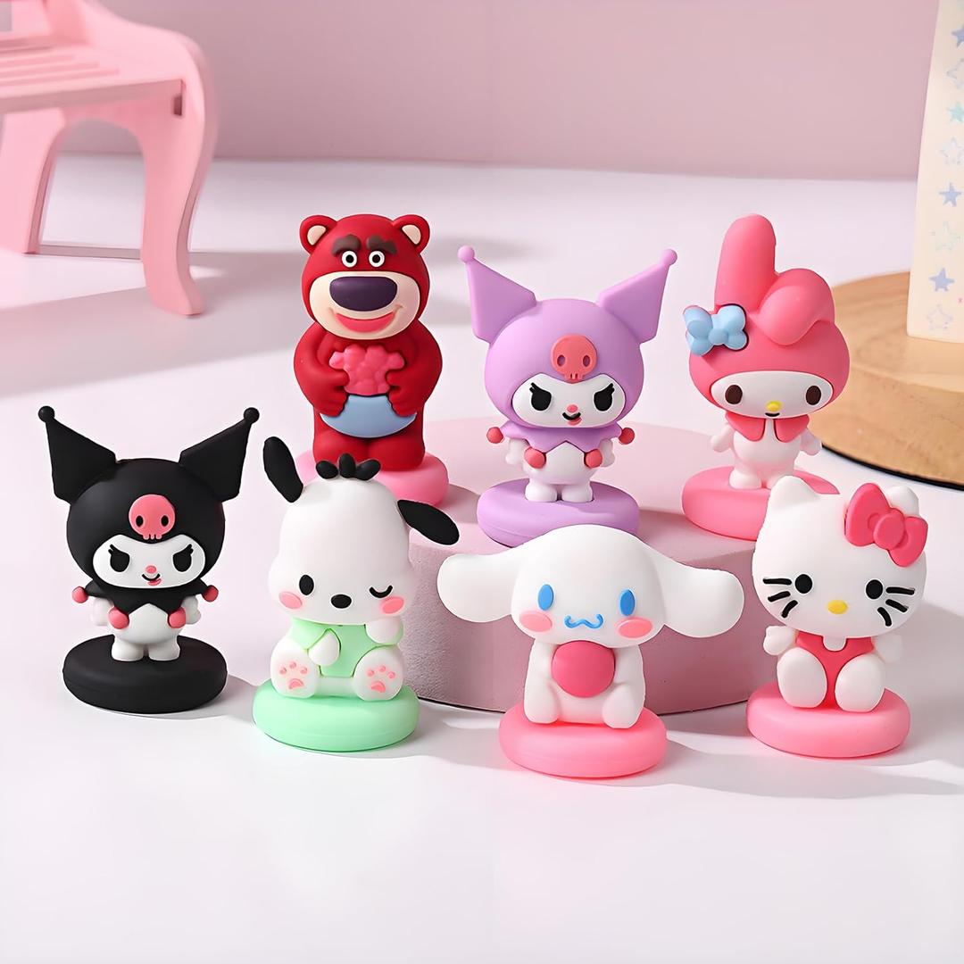 7pc Cute Anime Figurines Cake Topper, Kids Girl Happy Birthday Party Decoration Supplies Cake Decorations Toppers