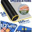 Black Vinyl Coated Wire Mesh PVC Hardware Cloth 1/2 in 24x100 19 Gauge, Welded Wire Fencing Chicken Wire Mesh Roll Cage Wire Netting