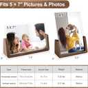Mixoo 5x7 Picture Frame 2 Pack - Double Rustic Vintage Wooden Picture Frames 5x7 inch with Walnut Wood Base and High Definition Break Free Acrylic Glass Covers for Tabletop Desktop Display ( 5x7" Horizontal + Vertical)