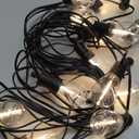 Outdoor-String-Lights-Patio-LED-Light-Outside 50Ft 15M Waterproof Remote Dimmable S14 LED Porch Lighting with 15 Edison Plastic Bulb Hanging Lights Connectable for Backyard Yard Gazebo Party Garden